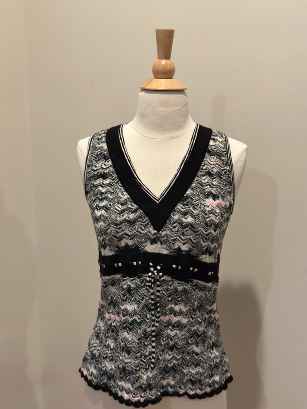 Missoni Designer Brown Gray Sleeveless Knit Top Size 10 (US)